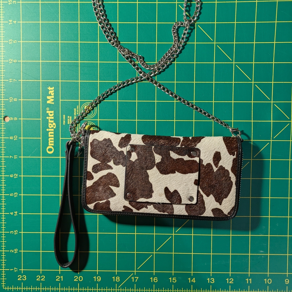 Straight To Hell Cow Print Women's Bag with Chain Strap